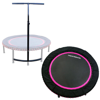 LEAPS & REBOUNDS 40" Adjustable Stability Bar with 40" Fitness Trampoline, Pink