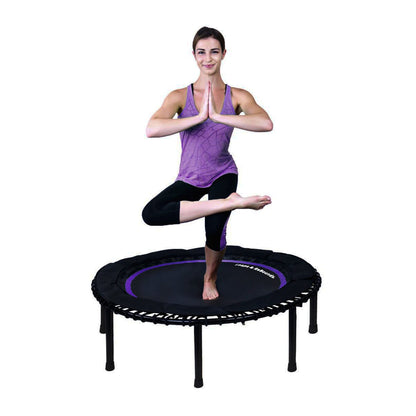 LEAPS & REBOUNDS 48" Adjustable Stability Bar w/ 48" Fitness Trampoline, Purple