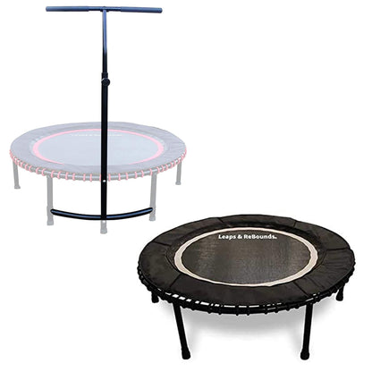 LEAPS & REBOUNDS 48" Adjustable Stability Bar with 48" Fitness Trampoline, Gray