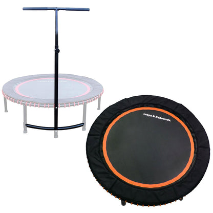 LEAPS & REBOUNDS 48" Adjustable Stability Bar w/ 48" Fitness Trampoline, Orange