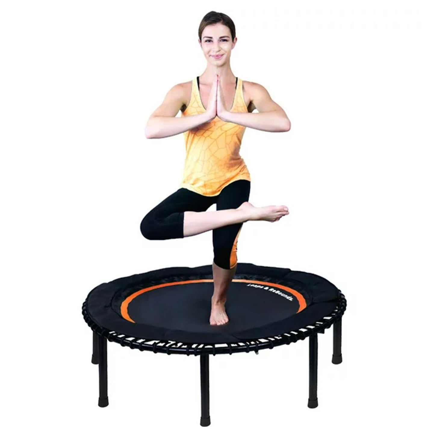 LEAPS & REBOUNDS 48" Adjustable Stability Bar w/ 48" Fitness Trampoline, Orange