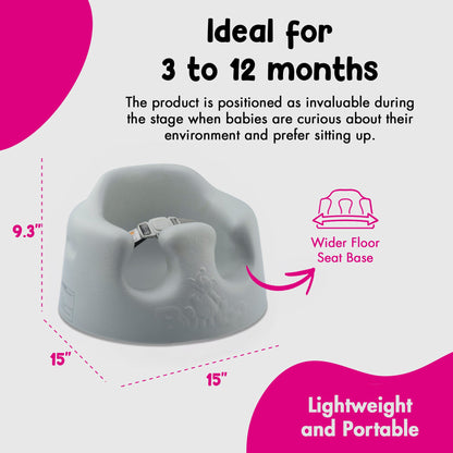 Bumbo Infant Soft Foam Floor Seat with 3 Point Adjustable Harness, Gray (2 Pack)