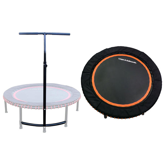 LEAPS & REBOUNDS 40" Adjustable Stability Bar w/ 40" Fitness Trampoline, Orange