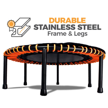 LEAPS & REBOUNDS 40" Adjustable Stability Bar w/ 40" Fitness Trampoline, Orange