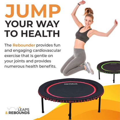 LEAPS & REBOUNDS 40" Adjustable Stability Bar w/ 40" Fitness Trampoline, Orange