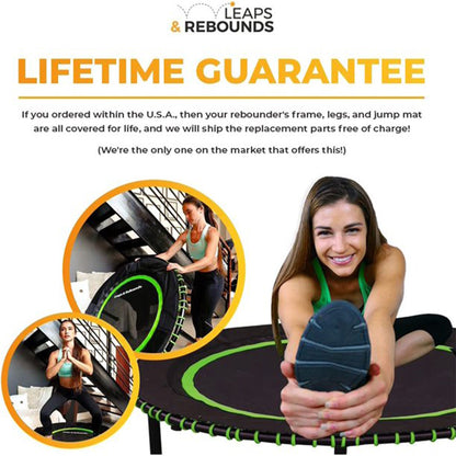 LEAPS & REBOUNDS 40" Adjustable Stability Bar with 40" Fitness Trampoline, Gray