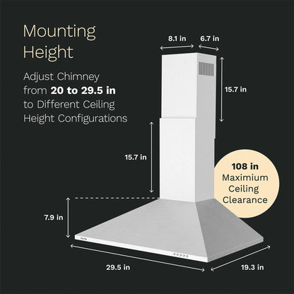 hOmeLabs 30 Inch Stainless Steel Wall Mount Range Hood Exhaust Fan for Kitchen