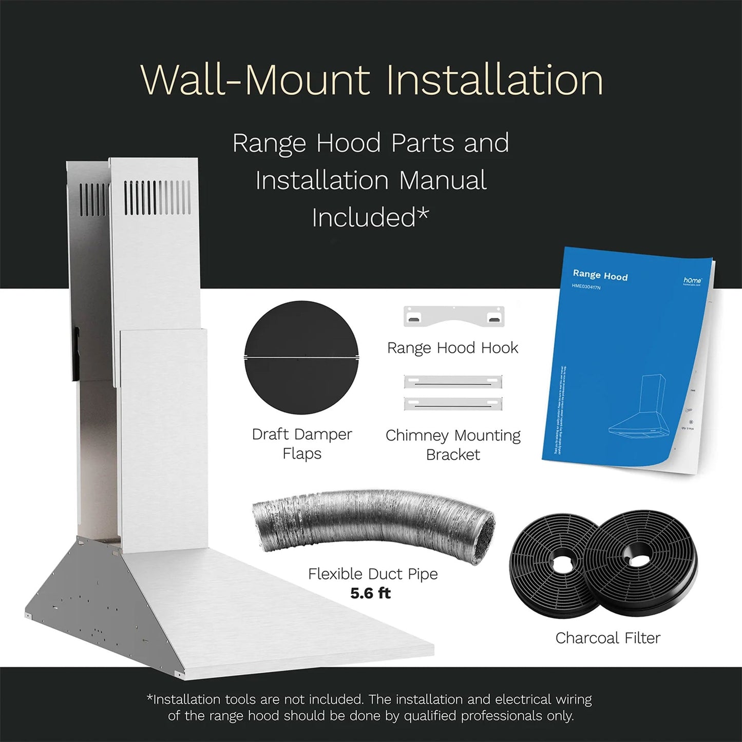 hOmeLabs 30 Inch Stainless Steel Wall Mount Range Hood Exhaust Fan for Kitchen