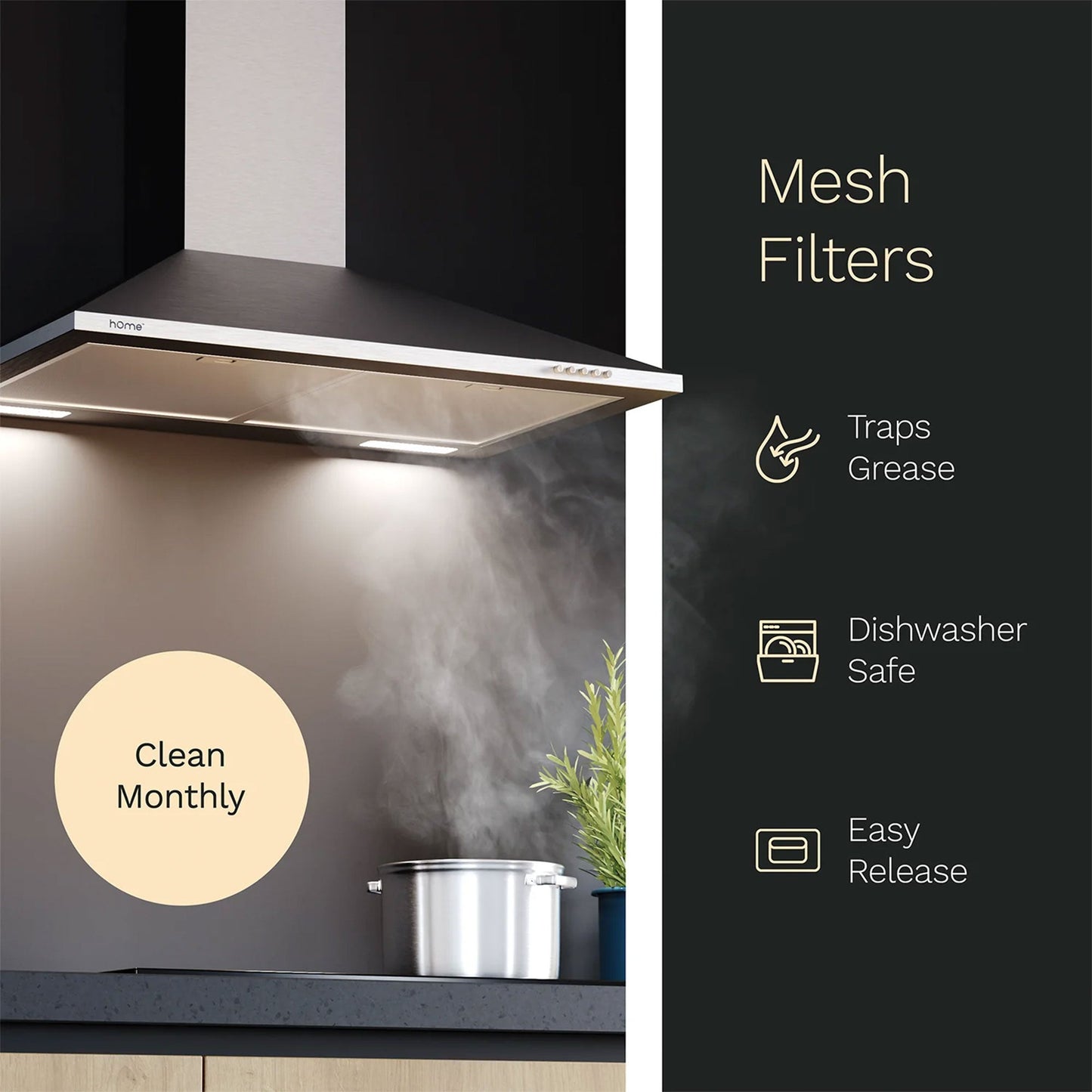 hOmeLabs 30 Inch Stainless Steel Wall Mount Range Hood Exhaust Fan for Kitchen