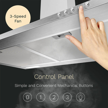 hOmeLabs 30 Inch Stainless Steel Wall Mount Range Hood Exhaust Fan for Kitchen