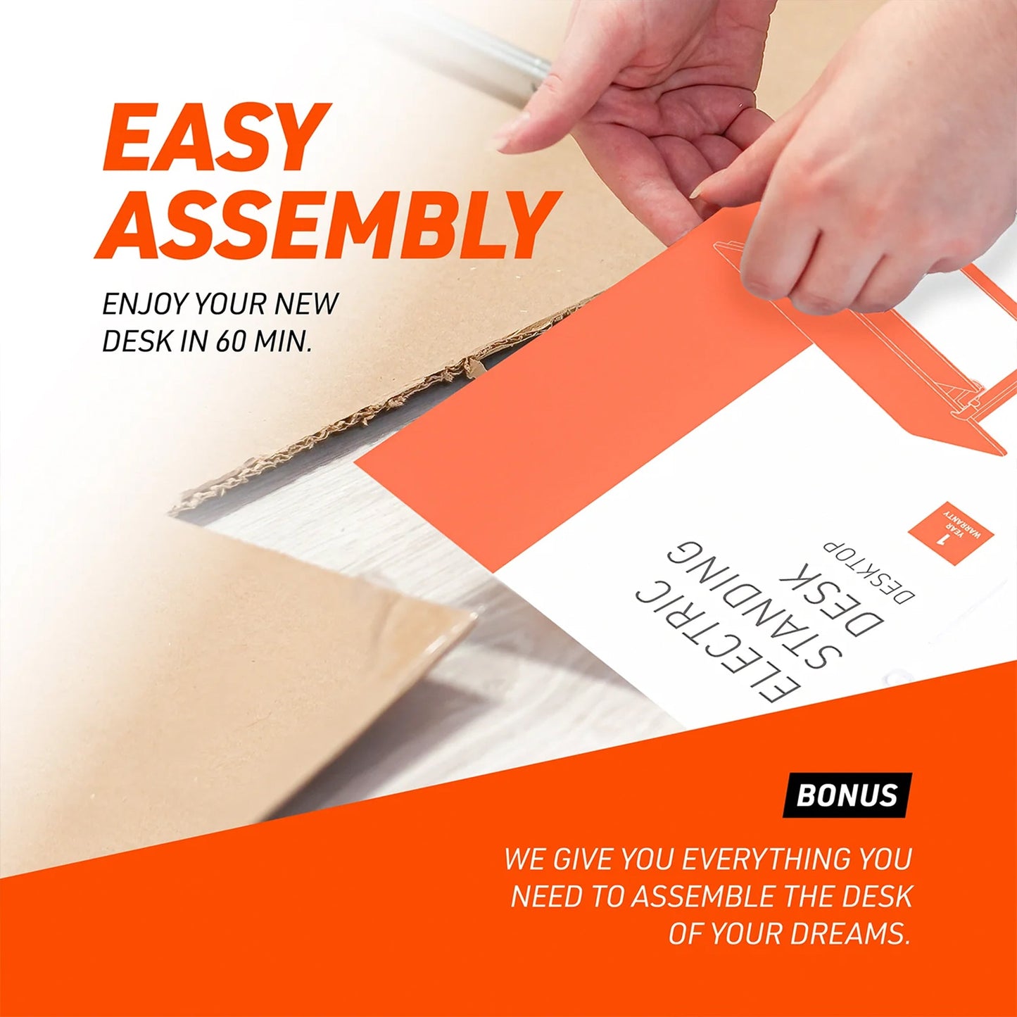 Truweo Adjustable Electric Standing Desk Tabletop w/Sliding Keyboard Tray, Gray