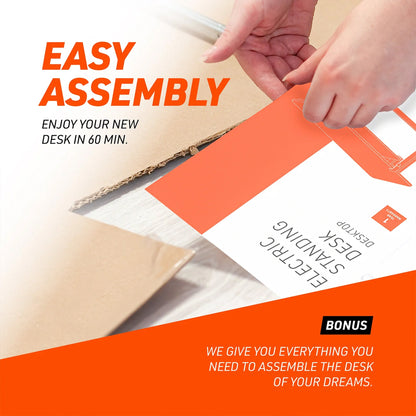 Truweo Adjustable Electric Standing Desk Tabletop w/Sliding Keyboard Tray, Gray