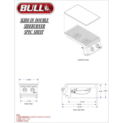 Bull Outdoor Products 22,000 BTUs Slide In Stainless Steel Double Side Burner