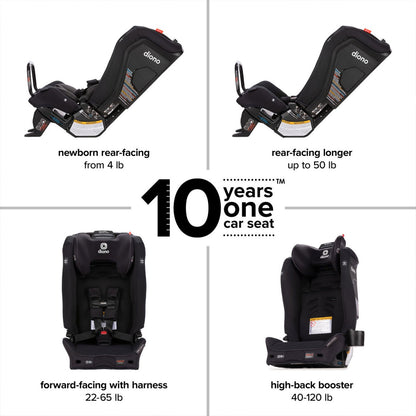 Diono Radian 3RXT Slim Fit 3 Across All-In-One Convertible Car Seat, Gray Oyster