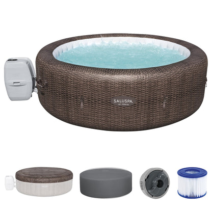 Bestway SaluSpa St Moritz AirJet Inflatable Hot Tub w/ EnergySense Cover, Brown