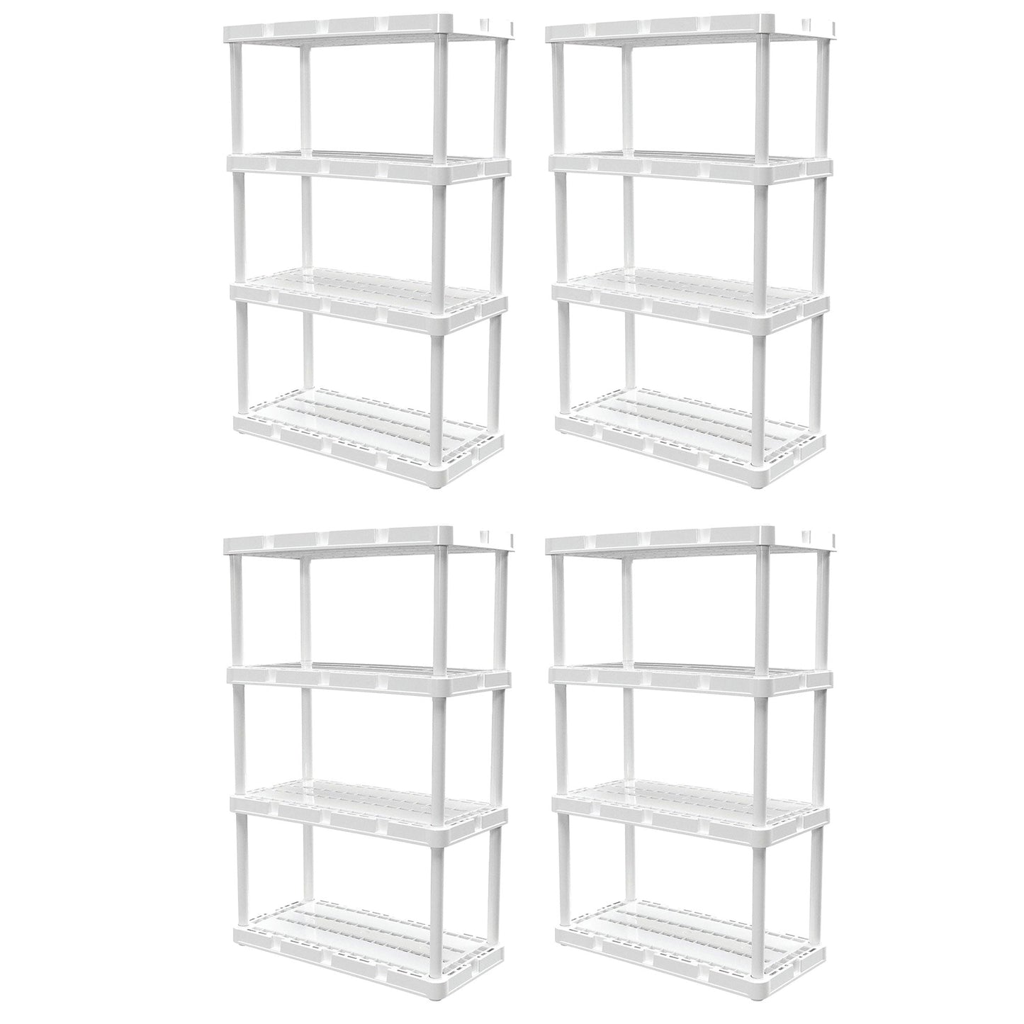 Gracious Living 4 Shelf Knect-A-Shelf Ventilated Storage Unit, White (4 Pack)