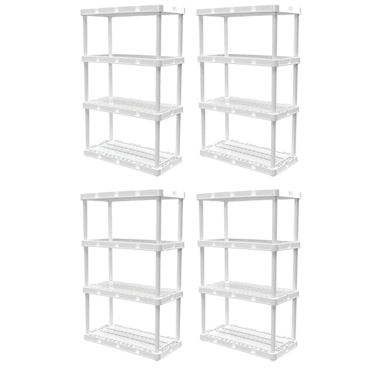 Gracious Living 4 Shelf Knect-A-Shelf Ventilated Storage Unit, White (4 Pack)