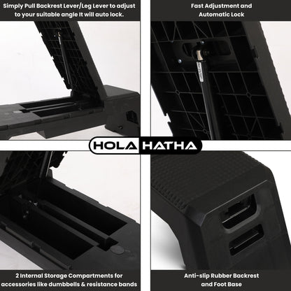 HolaHatha Multifunctional Fitness Weight Workout Bench with Storage Compartment