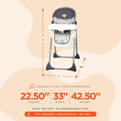 Baby Trend Sit-Right Compact Freestanding Foldable High Chair, Bobble Heads