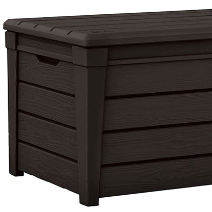 Keter Brightwood Weatherproof Resin Patio Deck Storage Box Bench, Brown (2 Pack)