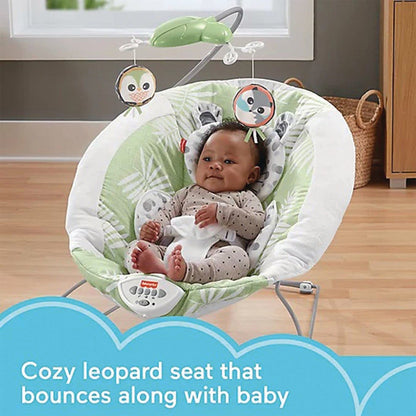 Fisher-Price Snow Leopard Deluxe Baby Bouncer with Soothing Sounds & Vibrations