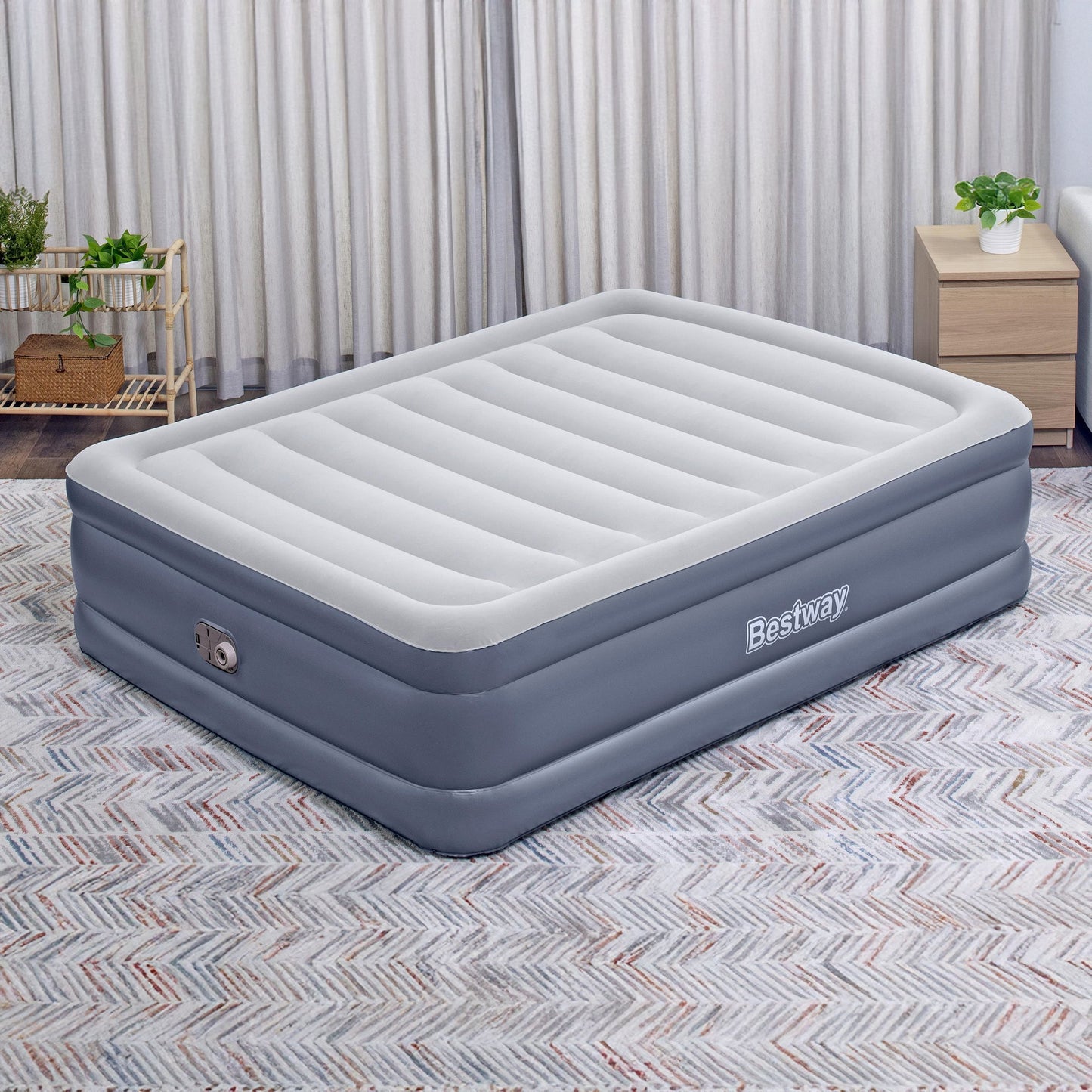 Bestway Tritech Queen Air Mattress, 20" with Built-In AC Pump and Bag