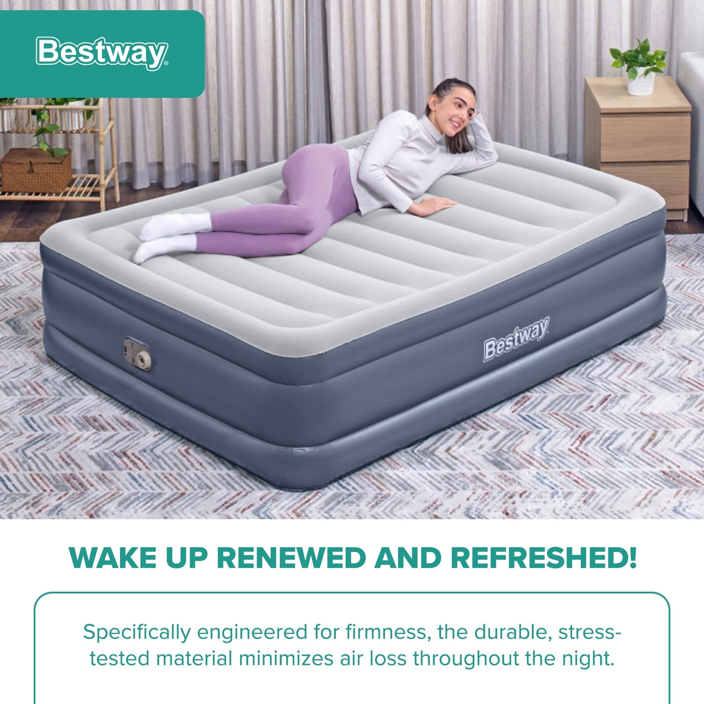 Bestway Tritech Queen Air Mattress, 20" with Built-In AC Pump and Bag