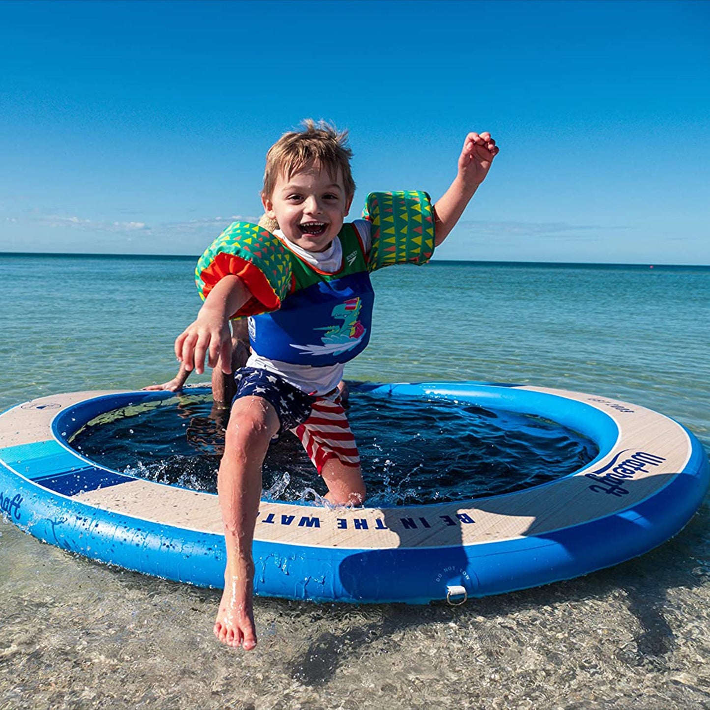 WateRaft Floating Inflatable Dock with Mesh Net Center, Supports Up To 6 Adults