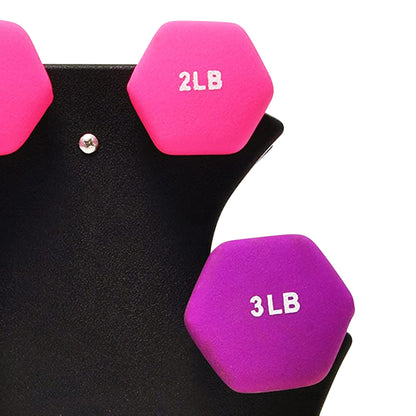 BalanceFrom Fitness 2, 3, and 5 Pound Neoprene Coated Dumbbell Set with Stand