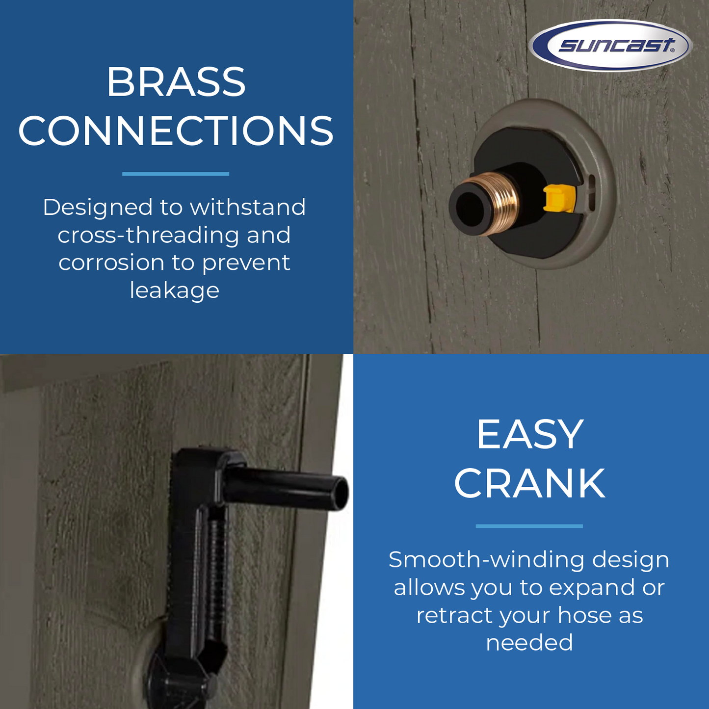 Suncast Farmington Hideaway Outdoor Garden Hose Storage Pot Container, Stoney