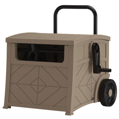Suncast 150 Foot Baywood Smart Tube Wheeled Hose Reel Hideaway Cart, Dark Taupe