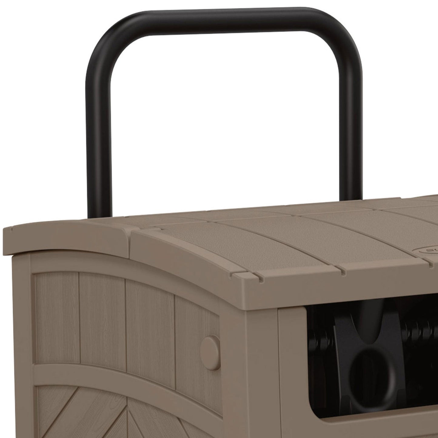 Suncast 150 Foot Baywood Smart Tube Wheeled Hose Reel Hideaway Cart, Dark Taupe