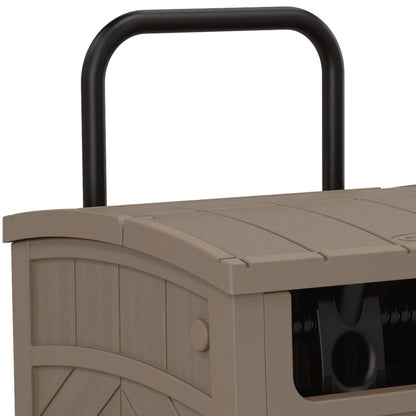 Suncast 150 Foot Baywood Smart Tube Wheeled Hose Reel Hideaway Cart, Dark Taupe