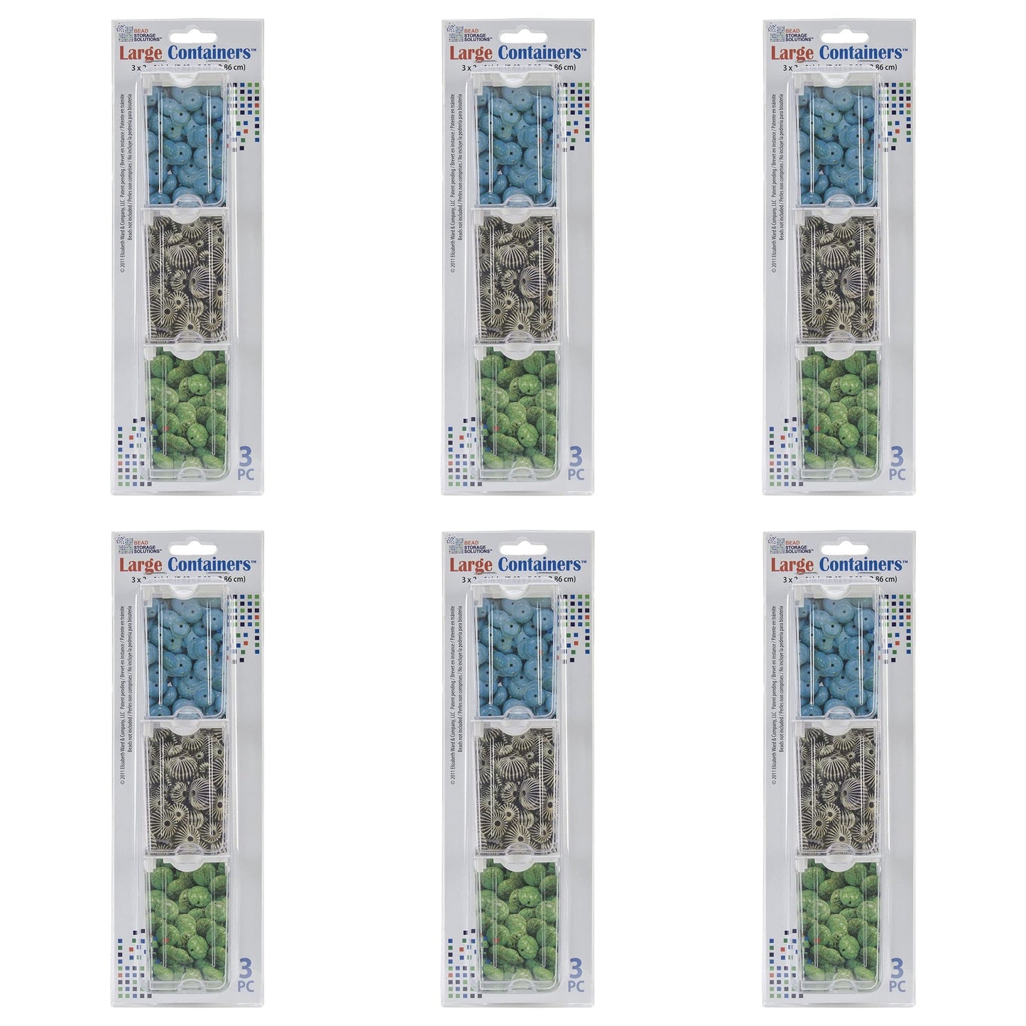 Elizabeth Ward Bead Storage Solutions 3 Piece Craft Storage Containers (6 Pack)