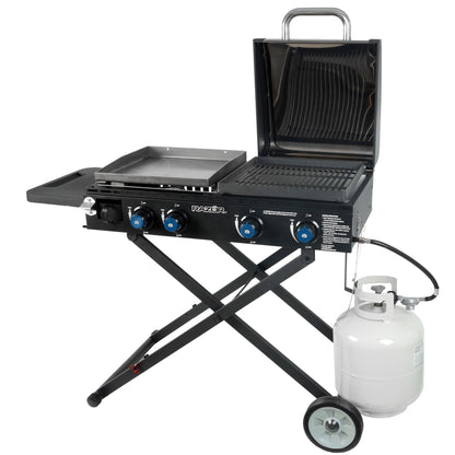 Razor Griddle Portable 4 Burner 40,000 BTU Gas Grill and Griddle Cart with Lid