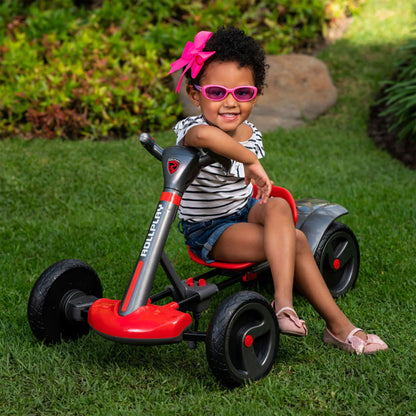 Rollplay FLEX Kart 6 Volt Compact Foldable Rechargeable Ride On Toy Vehicle, Red