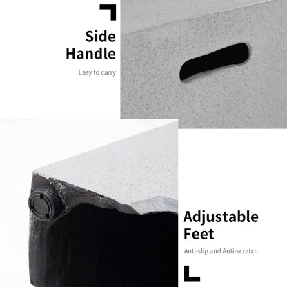 ESSENTIAL LOUNGER 35" Square Concrete Outdoor 50,000 BTU Firepit Table Set, Gray