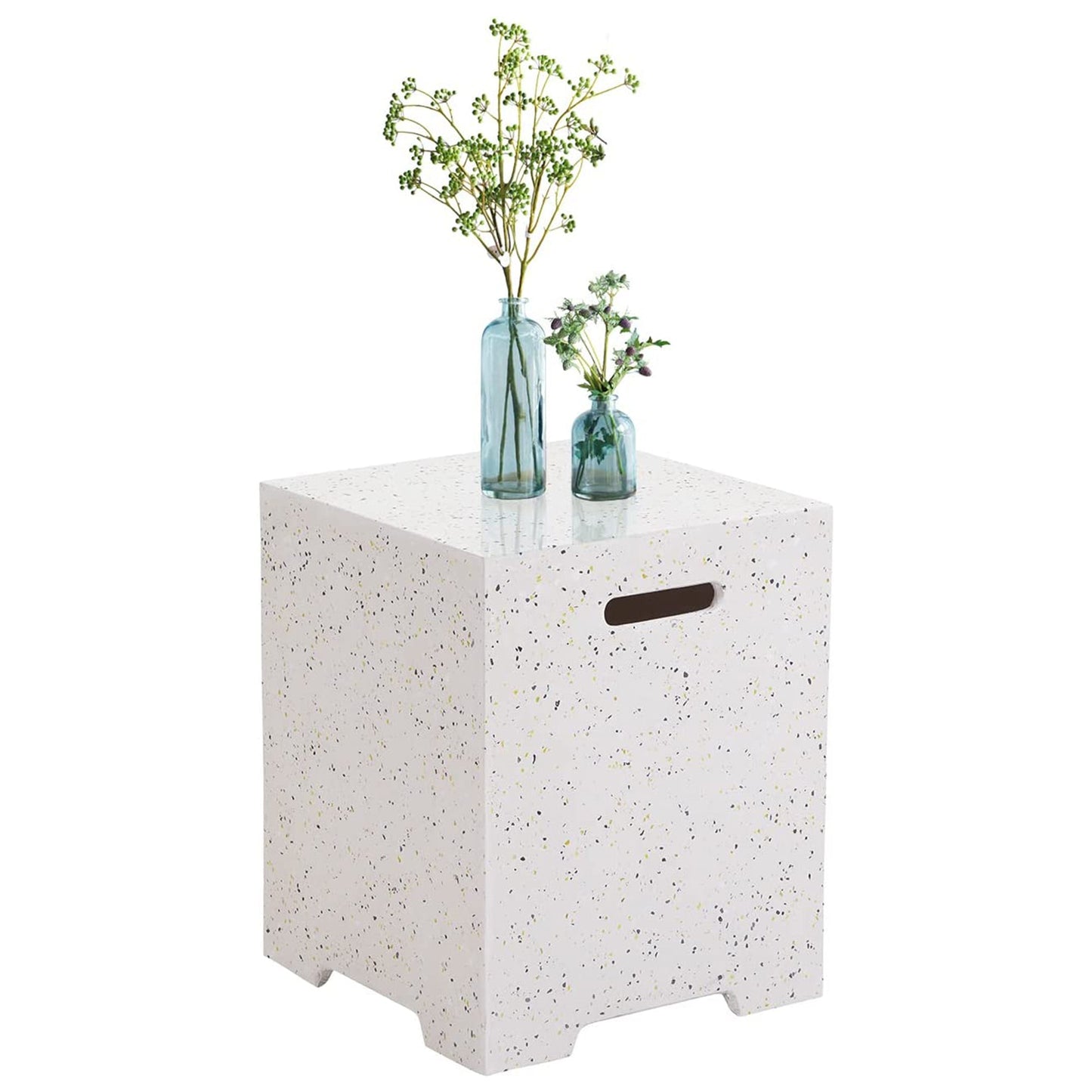 ESSENTIAL LOUNGER Fire Pit Propane Tank Cover Hideaway Table with Handles, White