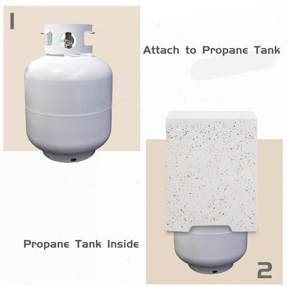 ESSENTIAL LOUNGER Fire Pit Propane Tank Cover Hideaway Table with Handles, White