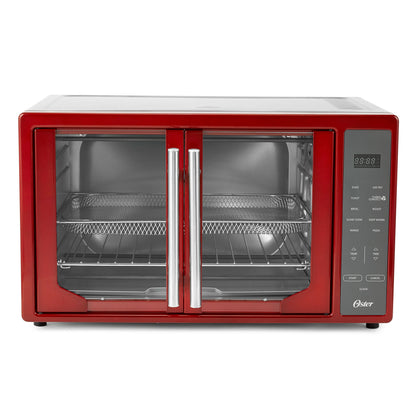 Oster French Door Turbo Convection Toaster Oven with Extra Large Interior, Red