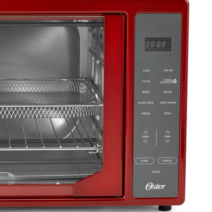 Oster French Door Turbo Convection Toaster Oven with Extra Large Interior, Red