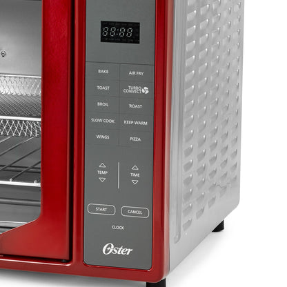 Oster French Door Turbo Convection Toaster Oven with Extra Large Interior, Red