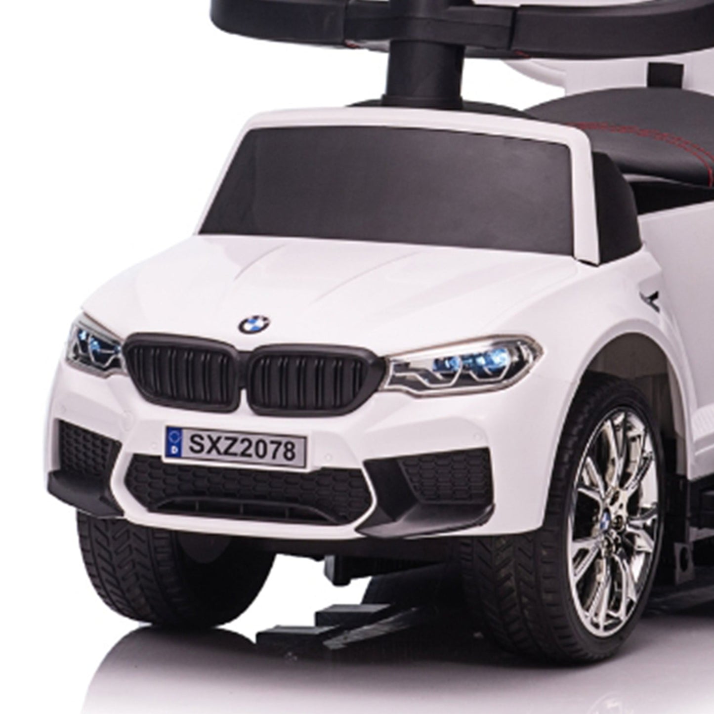 Best Ride On Cars BMW 4 in 1 Ride On Push Car w/ Control Bar & LED Lights, White