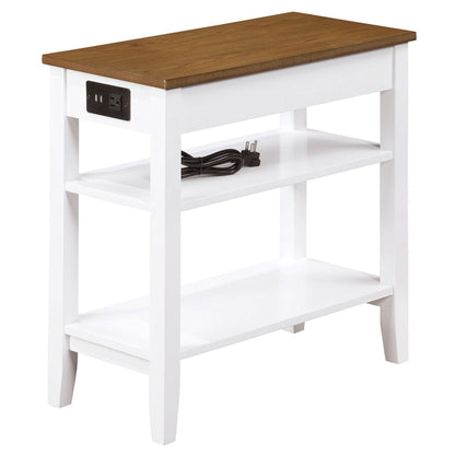 Convenience Concepts American Heritage End Table w/ Charging Station, Wood/White