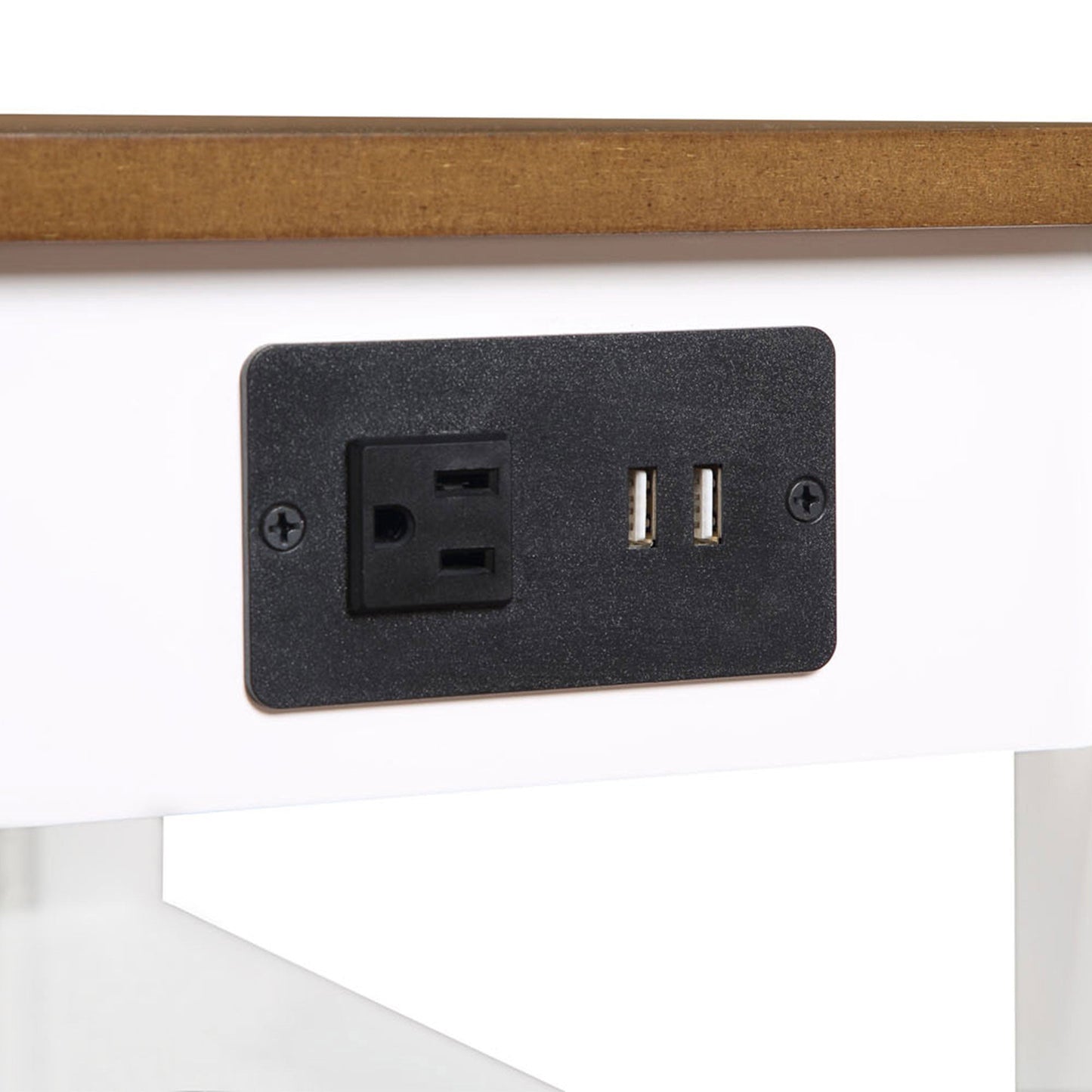 Convenience Concepts American Heritage End Table w/ Charging Station, Wood/White