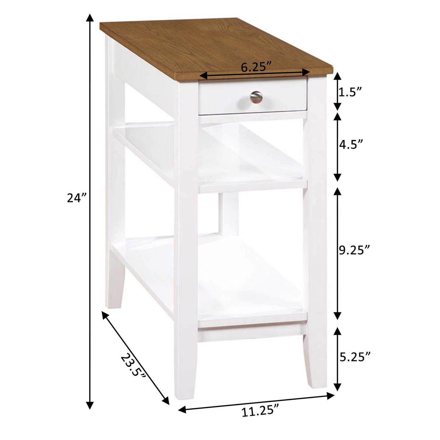 Convenience Concepts American Heritage End Table w/ Charging Station, Wood/White