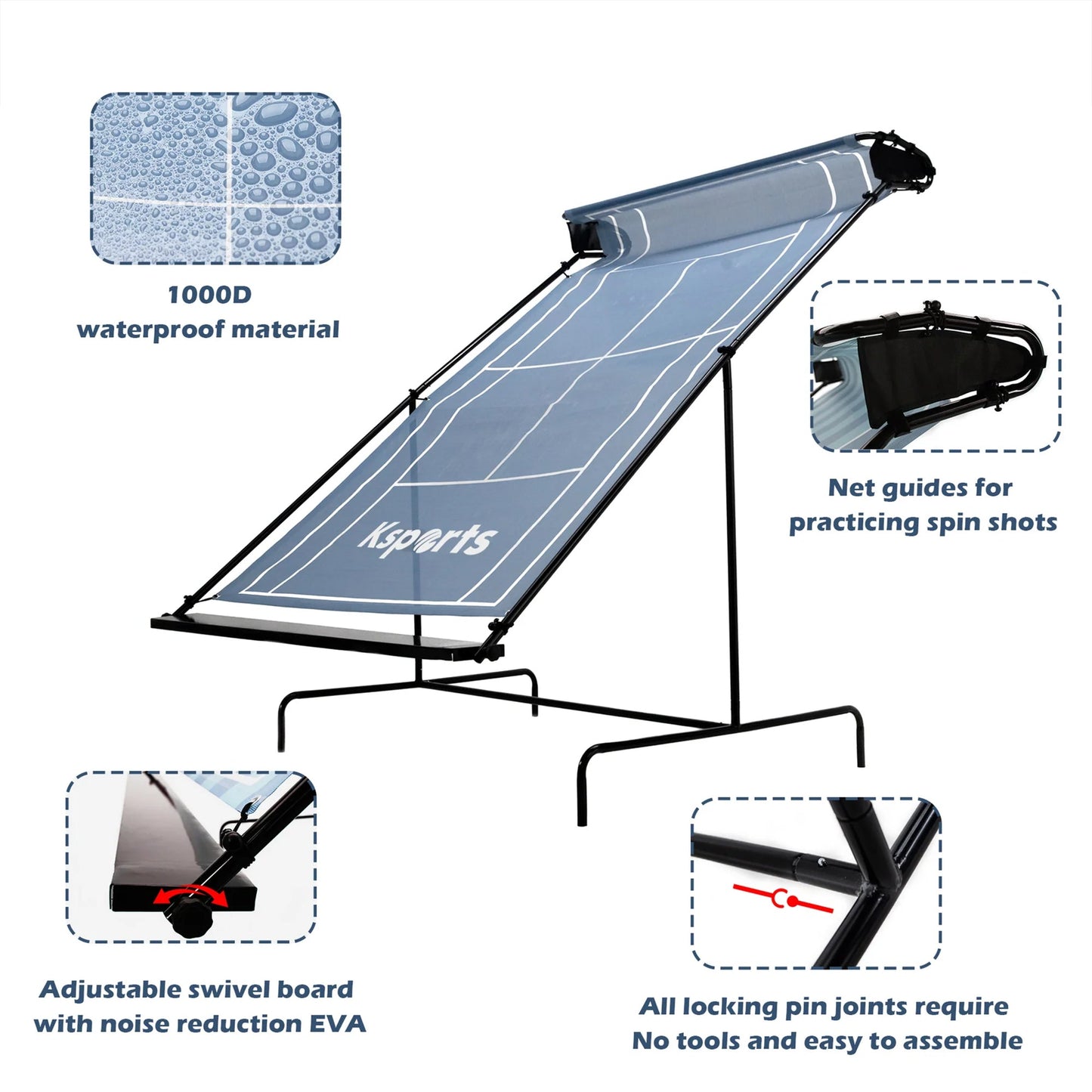 Ksports Portable Indoor Outdoor Weatherproof Tennis Rebounder Net with Carry Bag