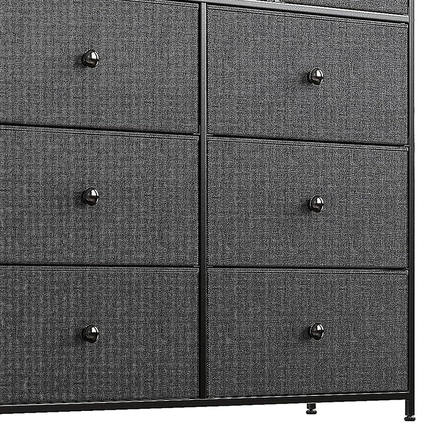 REAHOME 9 Drawer Steel Frame Bedroom Storage Organizer Chest Dresser, Black/Gray