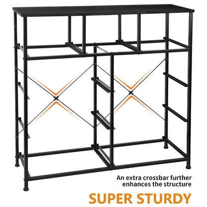 REAHOME 9 Drawer Steel Frame Bedroom Storage Organizer Chest Dresser, Black/Gray