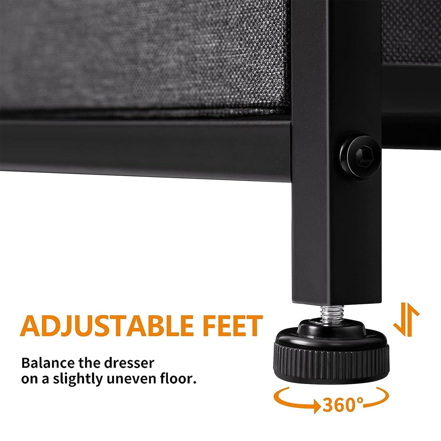 REAHOME 9 Drawer Steel Frame Bedroom Storage Organizer Chest Dresser, Black/Gray